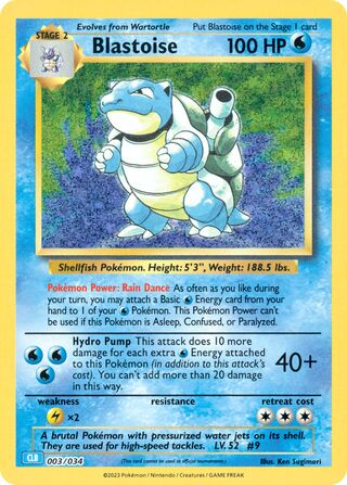 Blastoise, Pokémon TCG Classic (Blastoise) 003/034