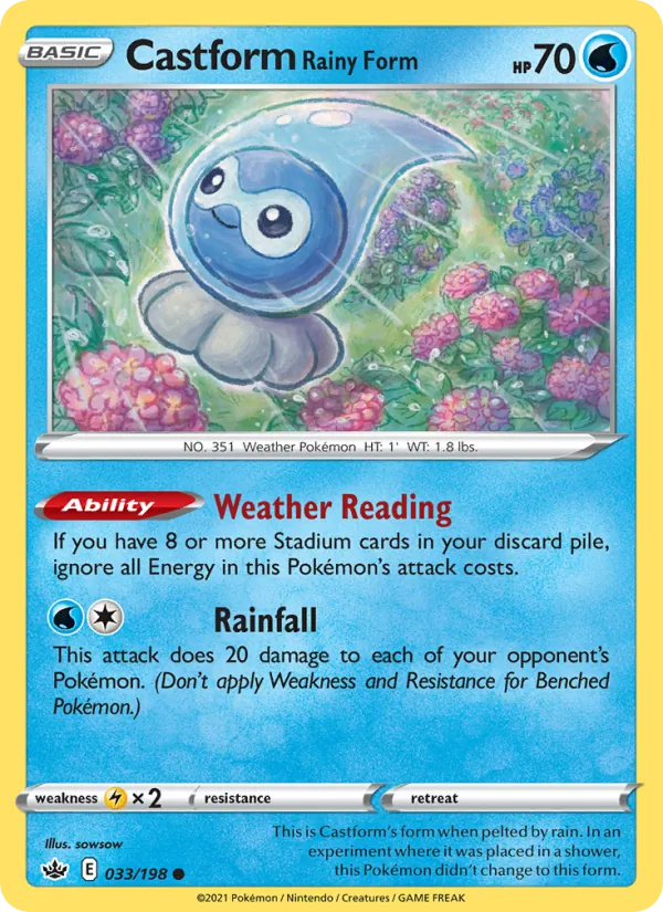Castform Rainy Form, Chilling Reign 033/198