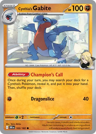 Cynthia's Gabite, Destined Rivals 103/182