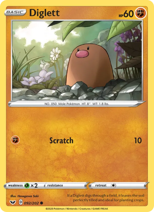 Diglett, Sword & Shield 092/202
