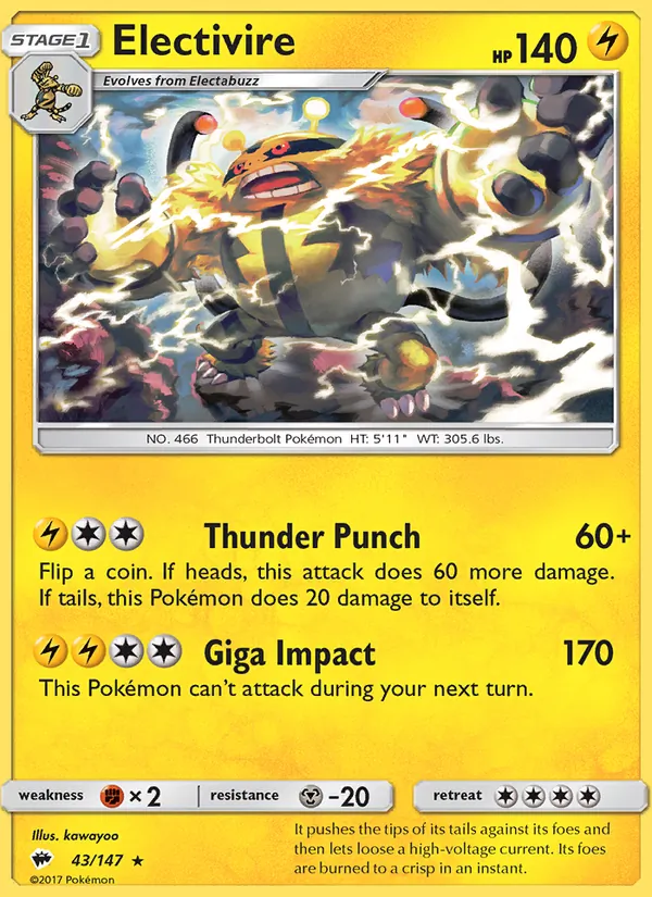 Electivire, Burning Shadows 043/147