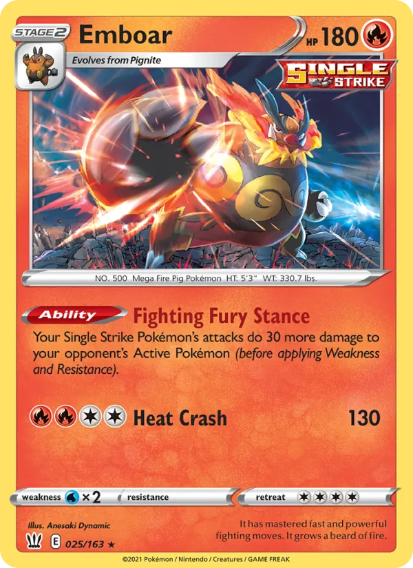 Emboar, Battle Styles 025/163