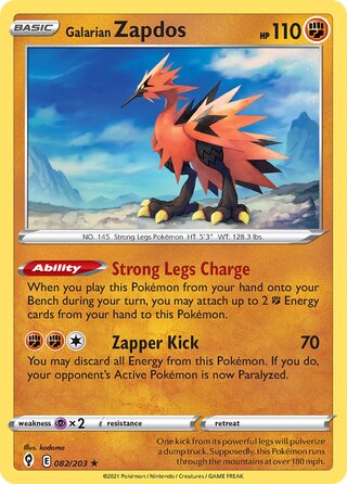 Galarian Zapdos, Play! Pokémon Prize Pack Series One 082/203