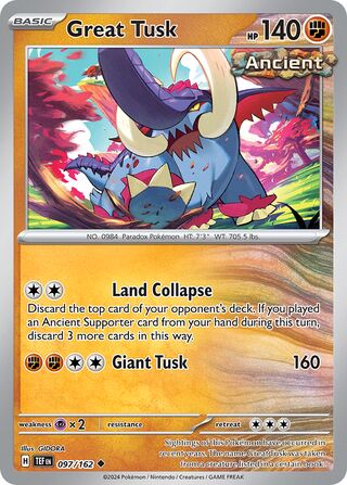 Great Tusk, Play! Pokémon Prize Pack Series Six 097/162