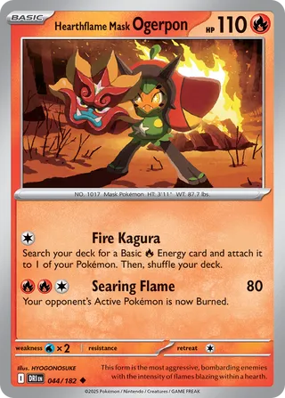 Hearthflame Mask Ogerpon, Destined Rivals 044/182