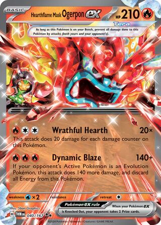 Hearthflame Mask Ogerpon EX, Play! Pokémon Prize Pack Series Six 040/167