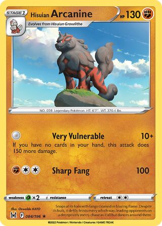 Hisuian Arcanine, Play! Pokémon Prize Pack Series Three 084/196