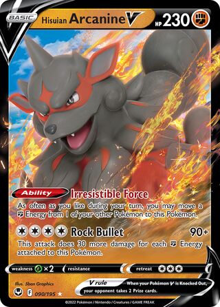 Hisuian Arcanine V, Play! Pokémon Prize Pack Series Three 090/195