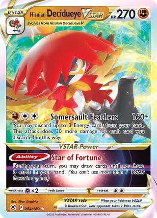 Hisuian Decidueye VSTAR, WC Deck 2022 (ADP) 084/189