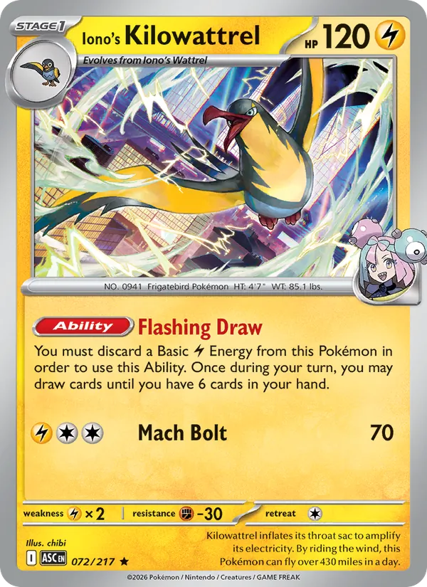 Iono's Kilowattrel, Ascended Heroes 072/217