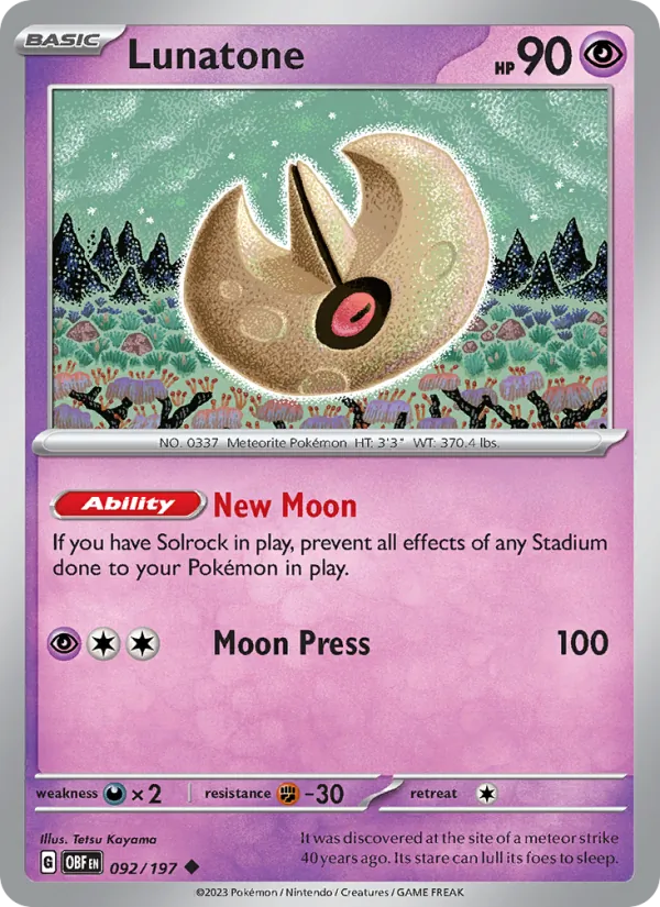 Lunatone, Obsidian Flames 092/197