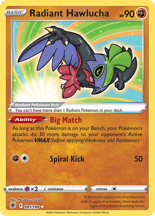 Radiant Hawlucha, Play! Pokémon Prize Pack Series Three 081/189