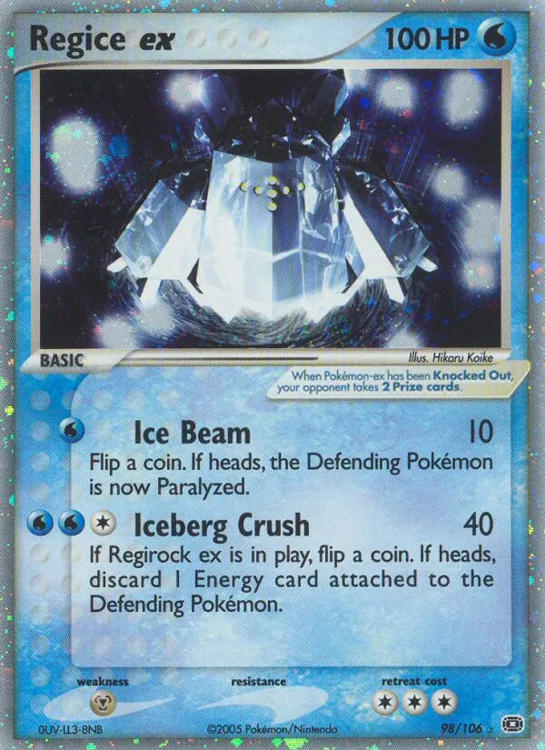 Regice EX, Emerald 098/106