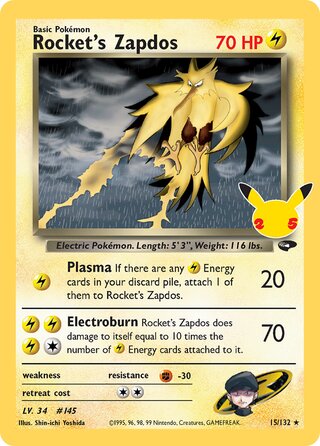 Rocket's Zapdos, Celebrations 015/132