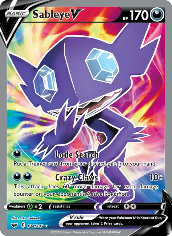 Sableye V, Sword & Shield 194/202