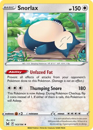 Snorlax, Play! Pokémon Prize Pack Series Three 143/196