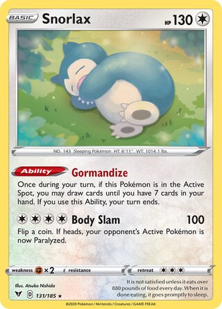 Snorlax, Play! Pokémon Prize Pack Series One 131/185