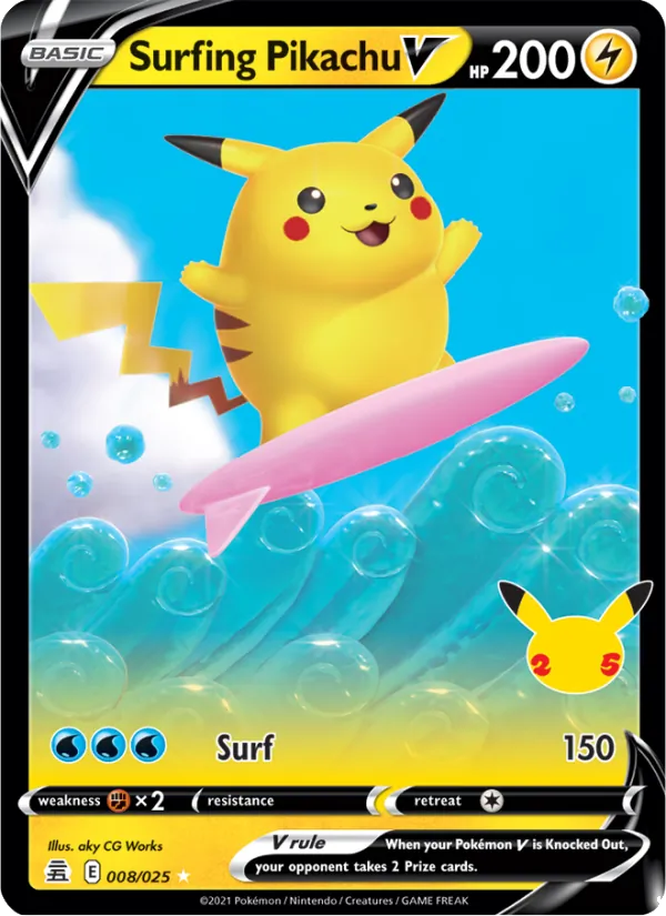 Surfing Pikachu V, Celebrations 008/025