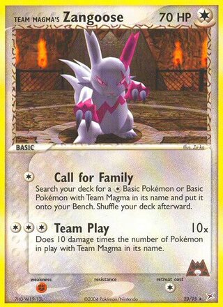 Team Magma's Zangoose, WC Deck 2004 (Magma Spirit) 023/095