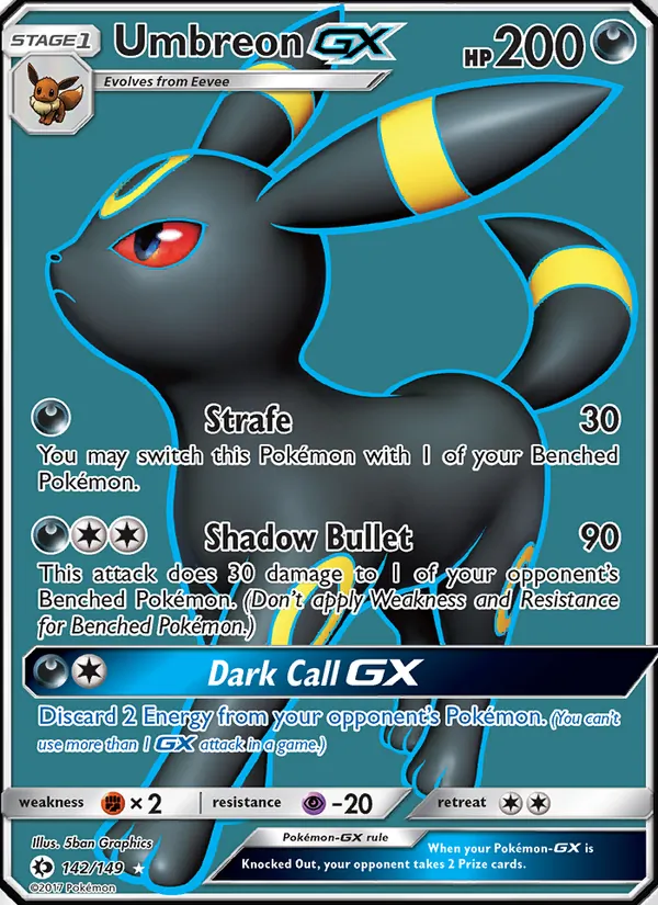 Umbreon GX, Sun & Moon 142/149