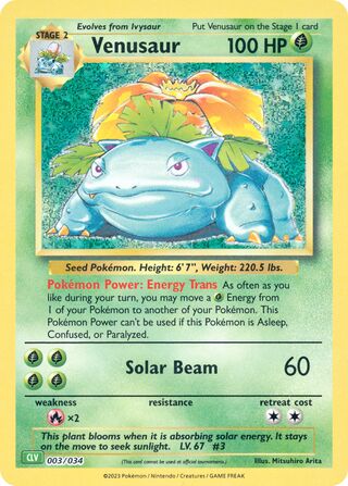 Venusaur, Pokémon TCG Classic (Venusaur) 003/034