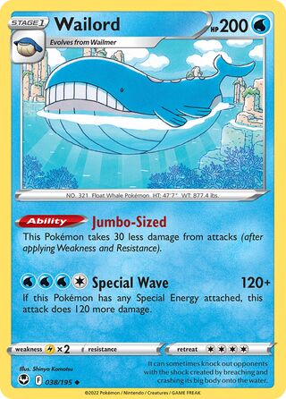 Wailord, Play! Pokémon Prize Pack Series Four 038/195